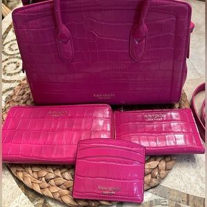Kate Spade Knott Croc-Embossed Leather Medium Satchel, 2 Wallets, and Card Case